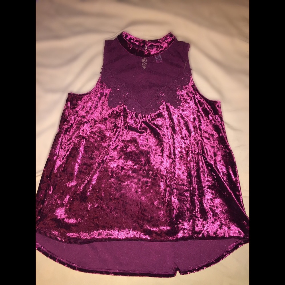 Maroon Lace Tank Top👚